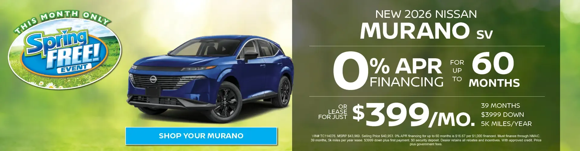 New 2026 Nissan Murano Special